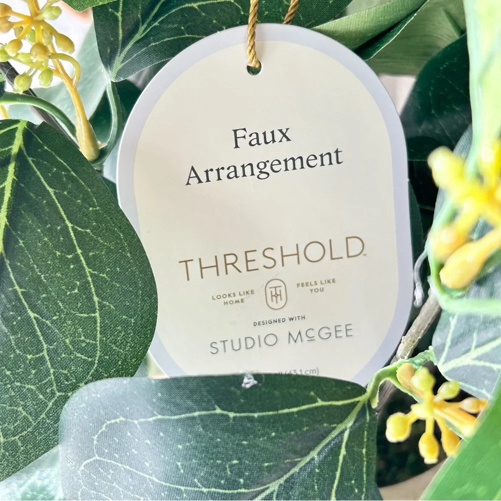 🌴 Threshold Tabletop Faux Fall Greenery w/Yellow/Orangey Little Flower Blossoms